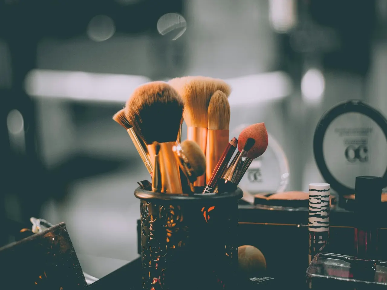 Professional makeup brushes and beauty equipment