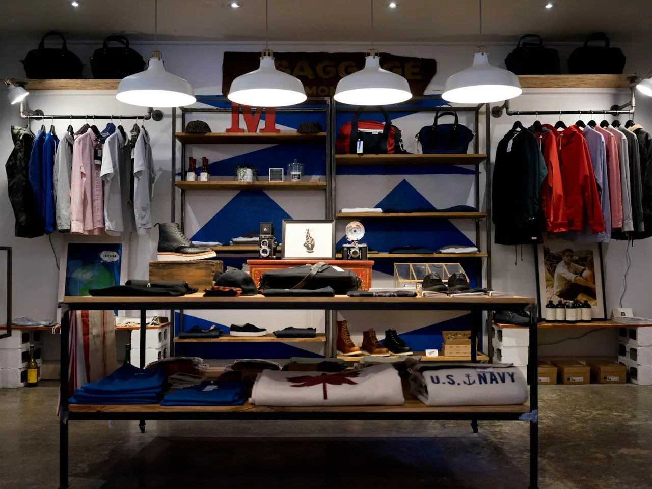 Apparel displayed in a retail store